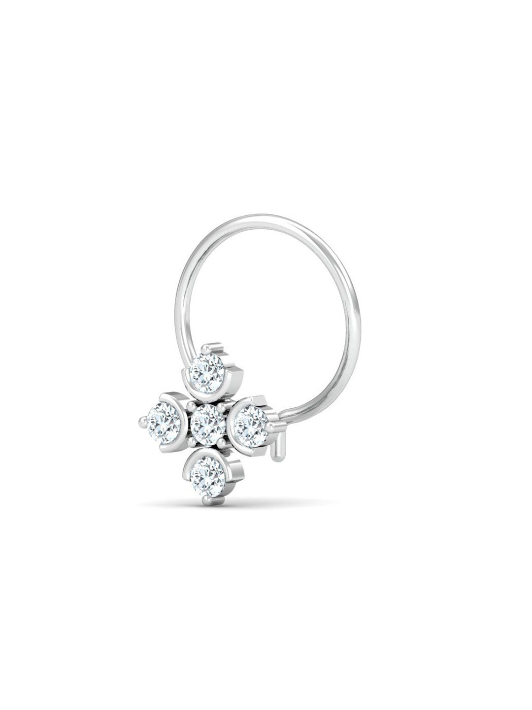 KUBERBOX 18K White Gold Diamond Cinque Nose Pin