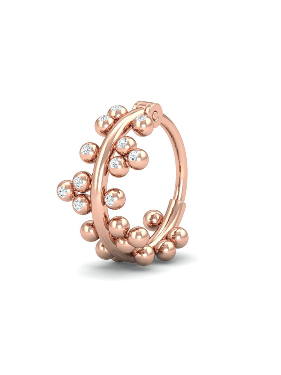 KUBERBOX 18K Rose Gold Bubbles Diamond Nose Ring