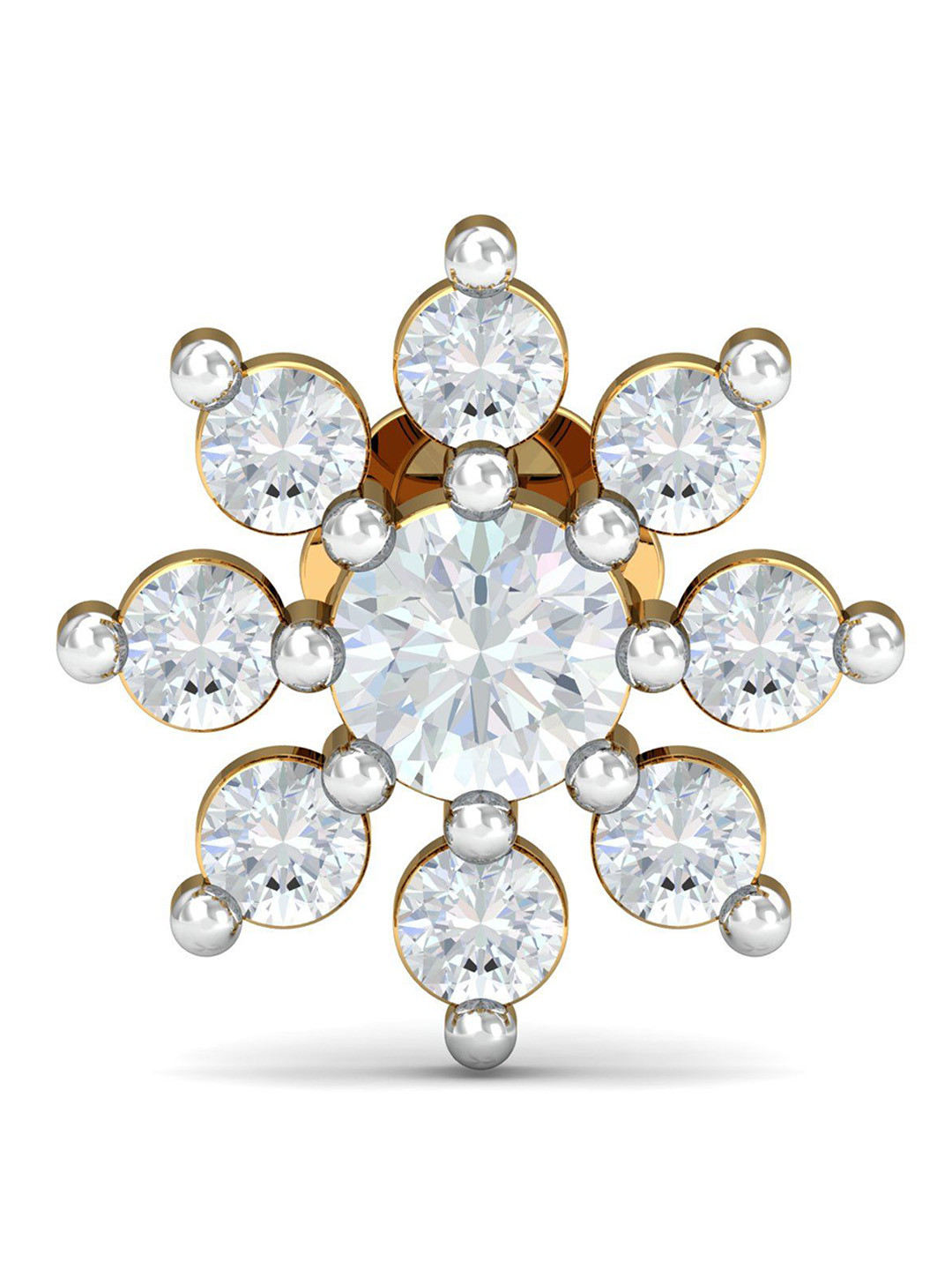 KUBERBOX Suru 18KT Gold Diamond Studded Nose Stud-0.64gm