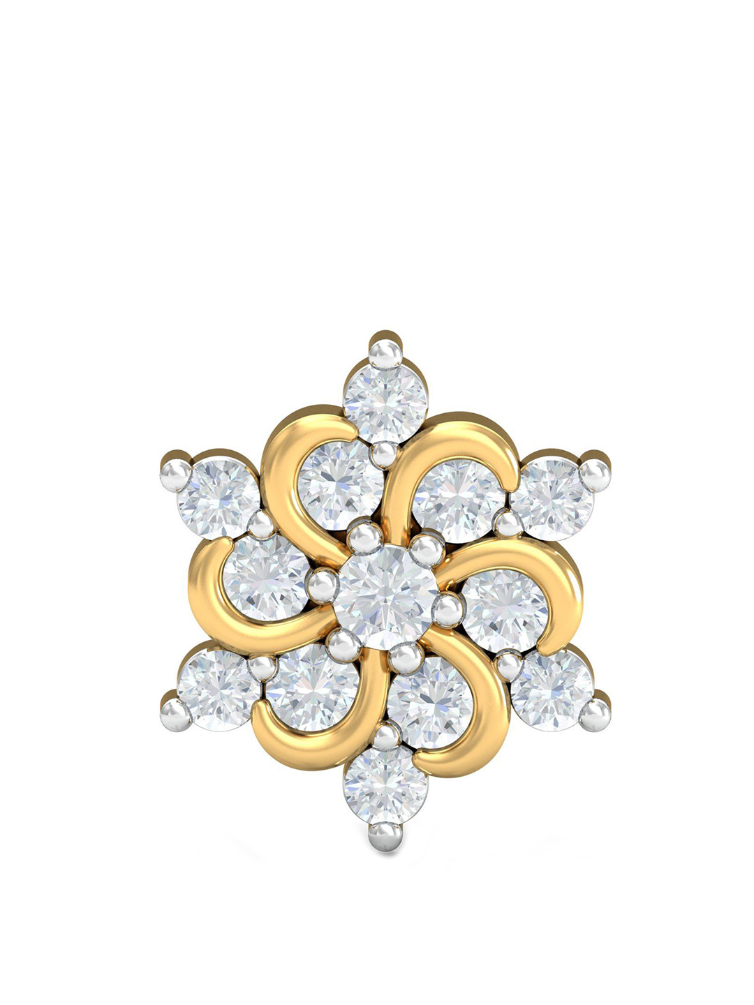 KUBERBOX Samriddhi 18KT Gold Diamond Studded Nose Pin-0.52 gm