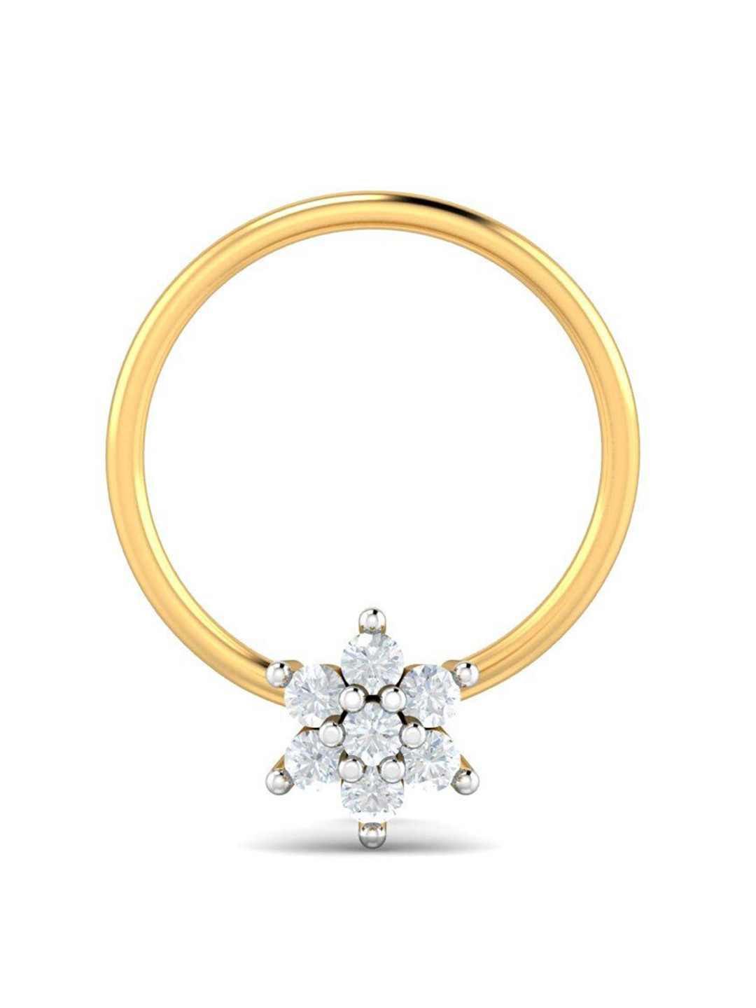 KUBERBOX Cristal's Bloom 18KT Gold Diamond Studded Nose Pin-0.45 gm