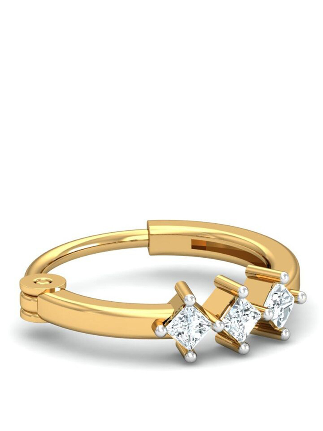 KUBERBOX Tripadi 18KT Gold Diamond Studded Nose Ring-0.45gm
