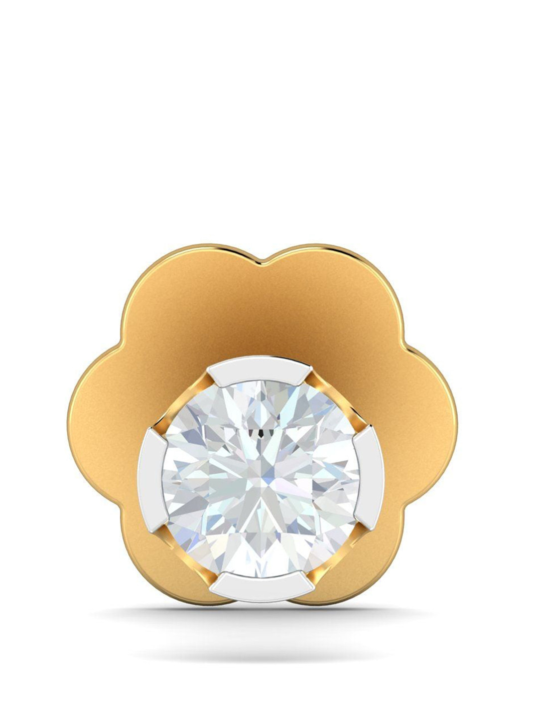 KUBERBOX Chike 18KT Gold Diamond Studded Nose Pin-0.39 gm