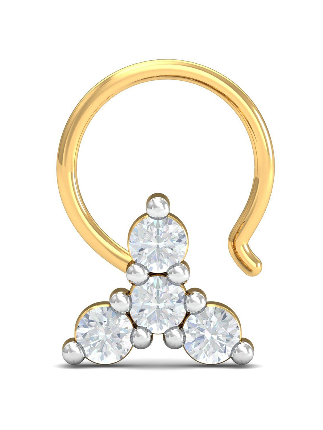 KUBERBOX Ishita 18KT Gold Diamond Studded Nose Pin-0.64 gm