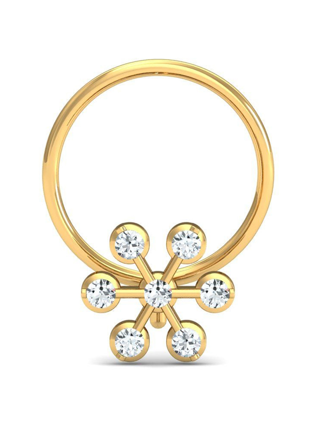 KUBERBOX Meghan 18KT Gold Diamond Studded Nose Pin-0.44 gm