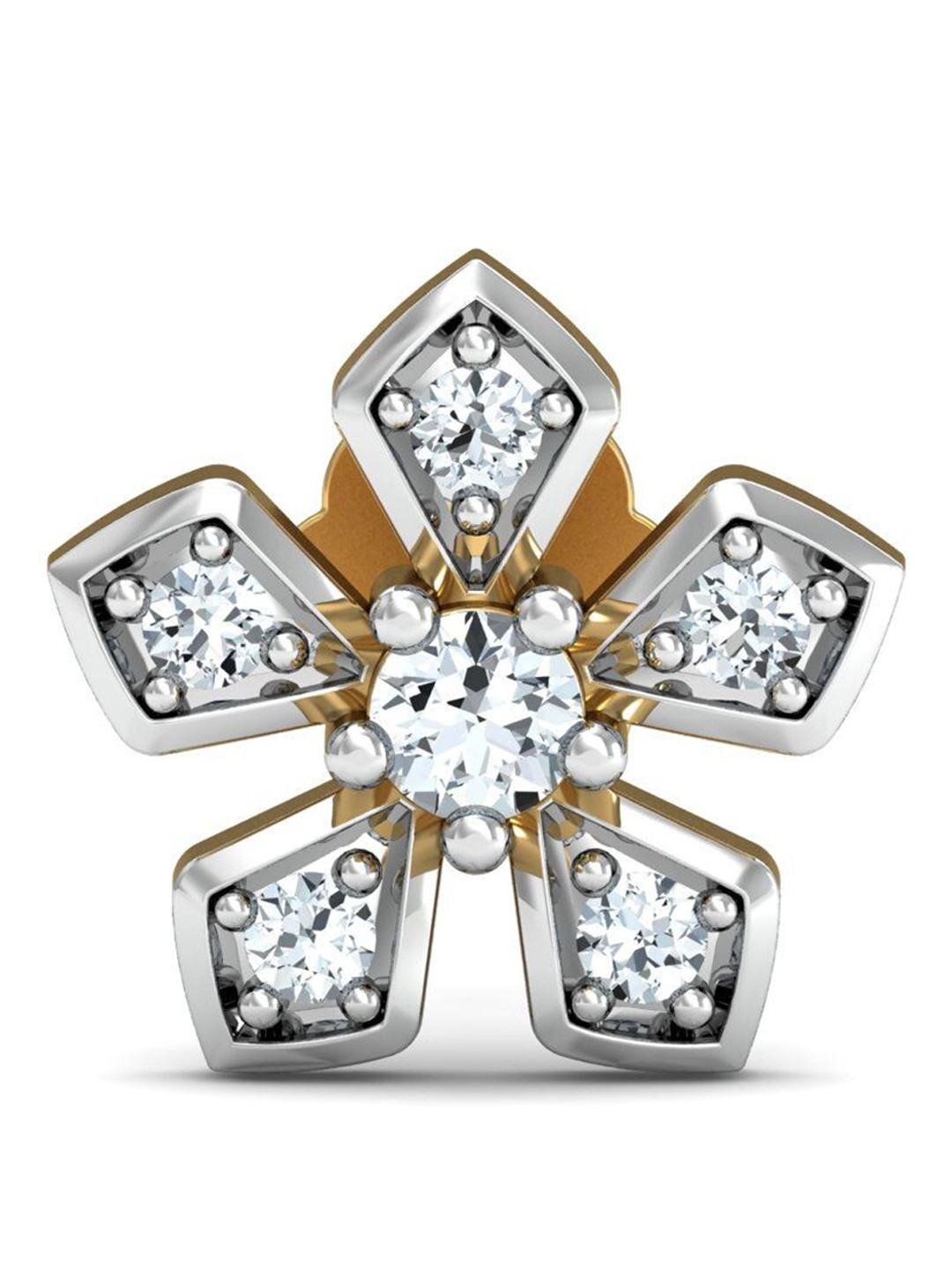 KUBERBOX Blooming 18KT Gold Diamond Studded Floral Nose Pin-0.62 gm