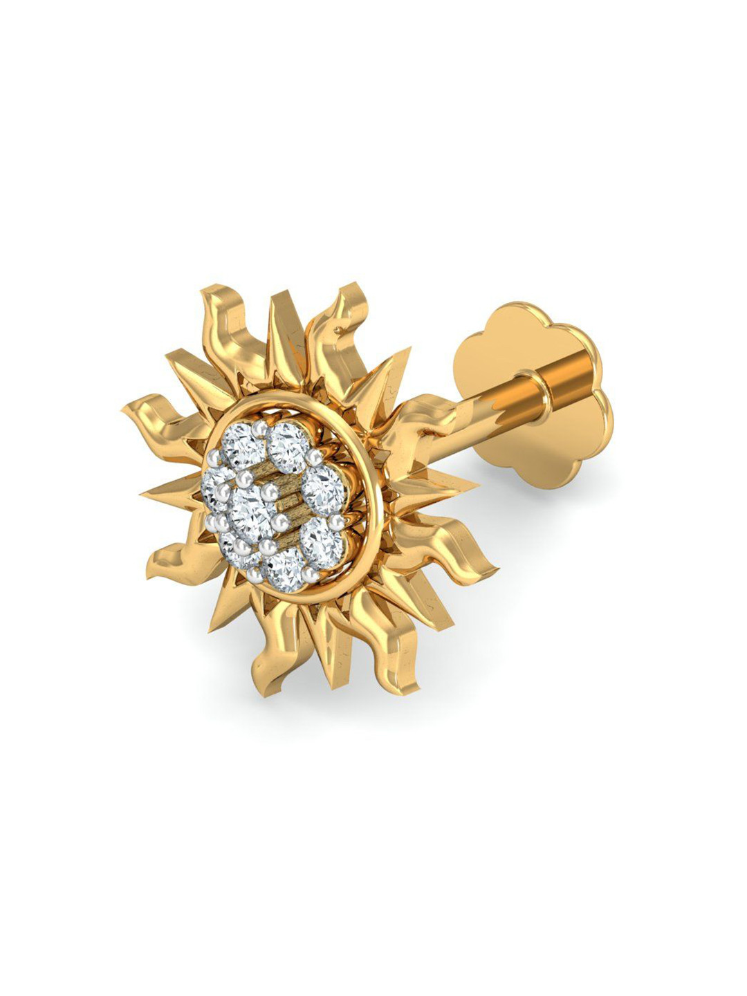 KUBERBOX 18K Yellow Gold Diamond Sunshine Nose Stud