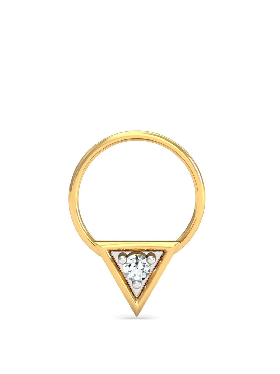 KUBERBOX Trikona 18KT Gold Diamond Studded Nose Pin-0.36 gm