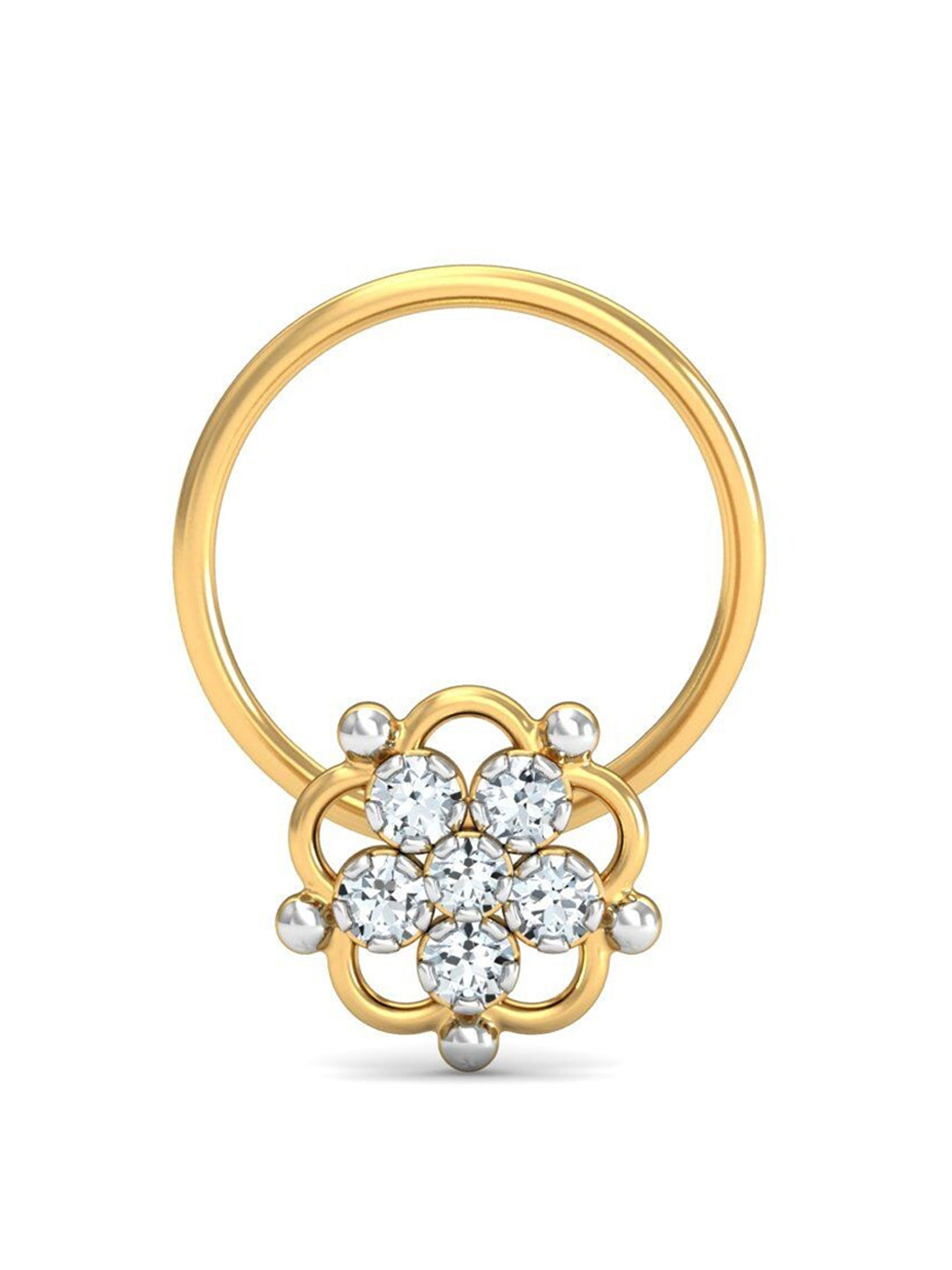 KUBERBOX Haisley 18KT Gold Diamond Studded Nose Pin-0.36gm