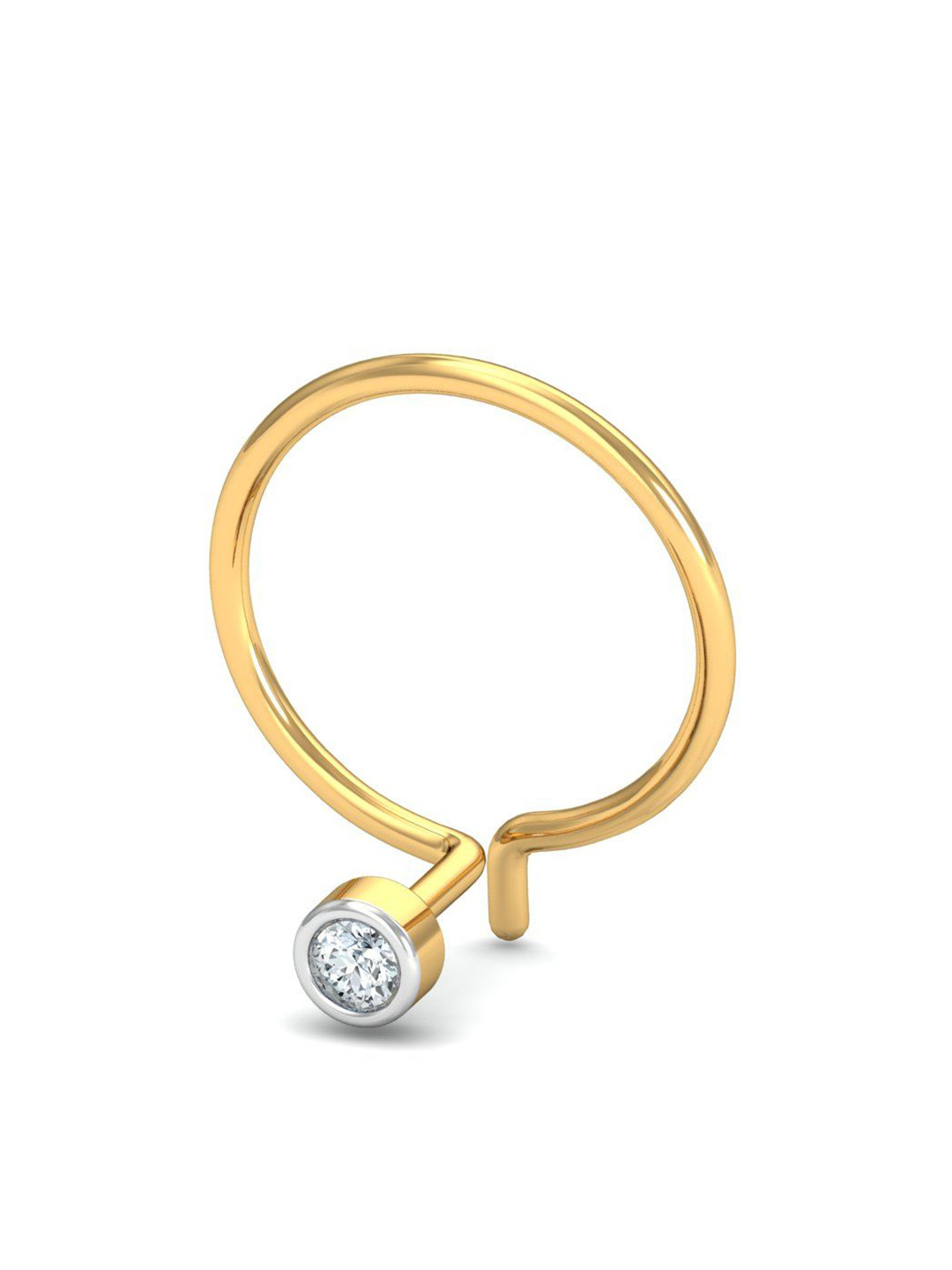 KUBERBOX 18K Yellow Gold Diamond Bruce 2 mm Nose Wire