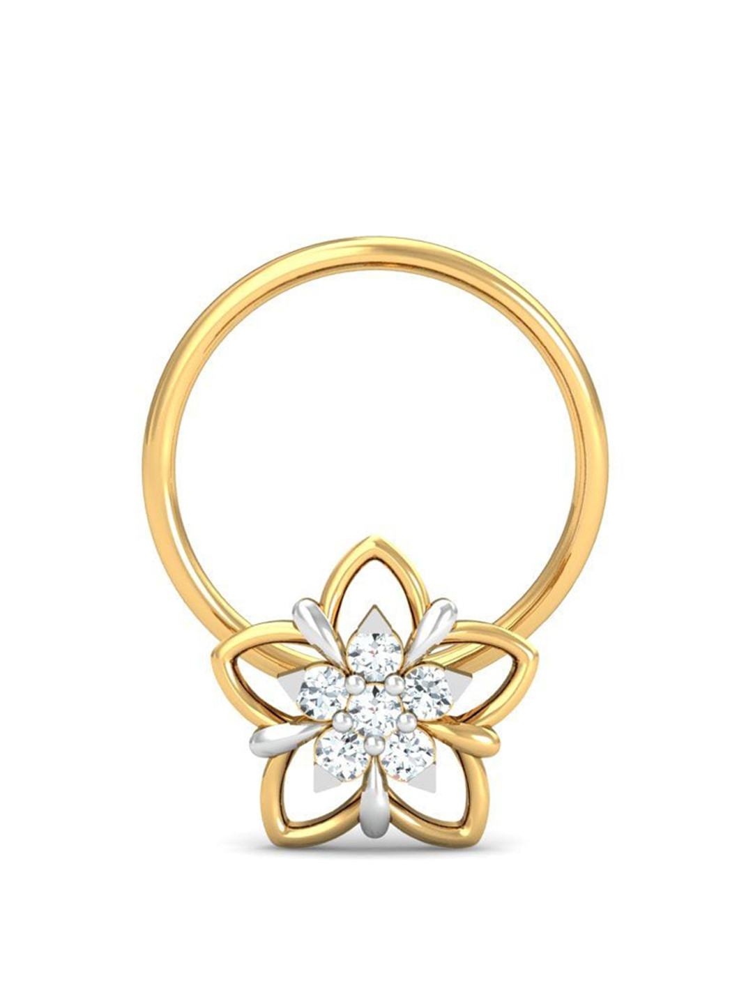 KUBERBOX Azira 18KT Gold Diamond Studded Nose Pin-0.34gm