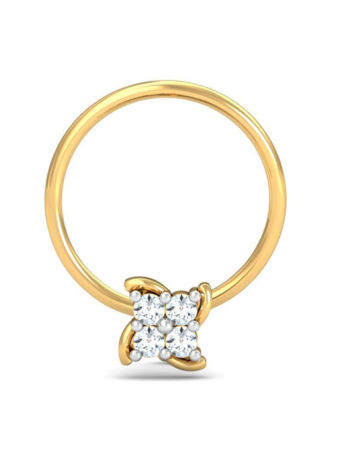 KUBERBOX Quartet 18KT Gold Diamond Studded Nose Pin - 0.28 gm