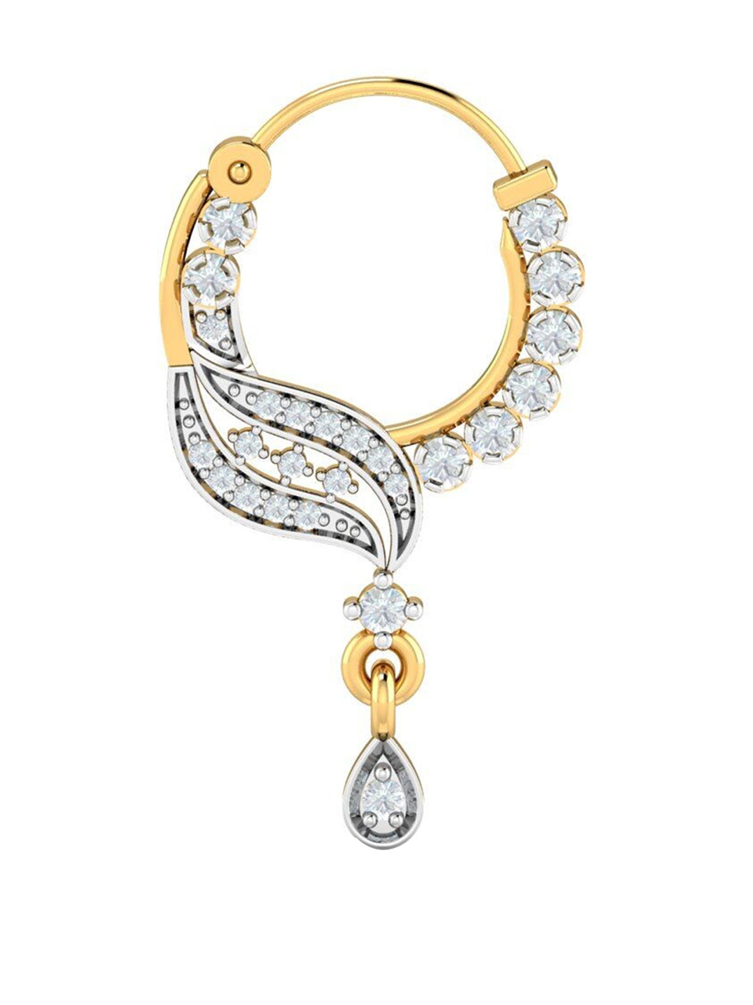 KUBERBOX Lubsa 18KT Gold Diamond Studded Nose Pin-1.19 gm