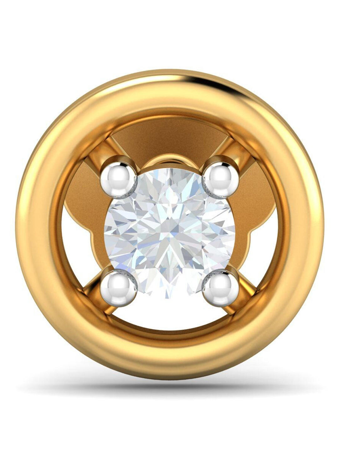 KUBERBOX 18KT Gold Diamond Studded Nose Stud-0.58gm