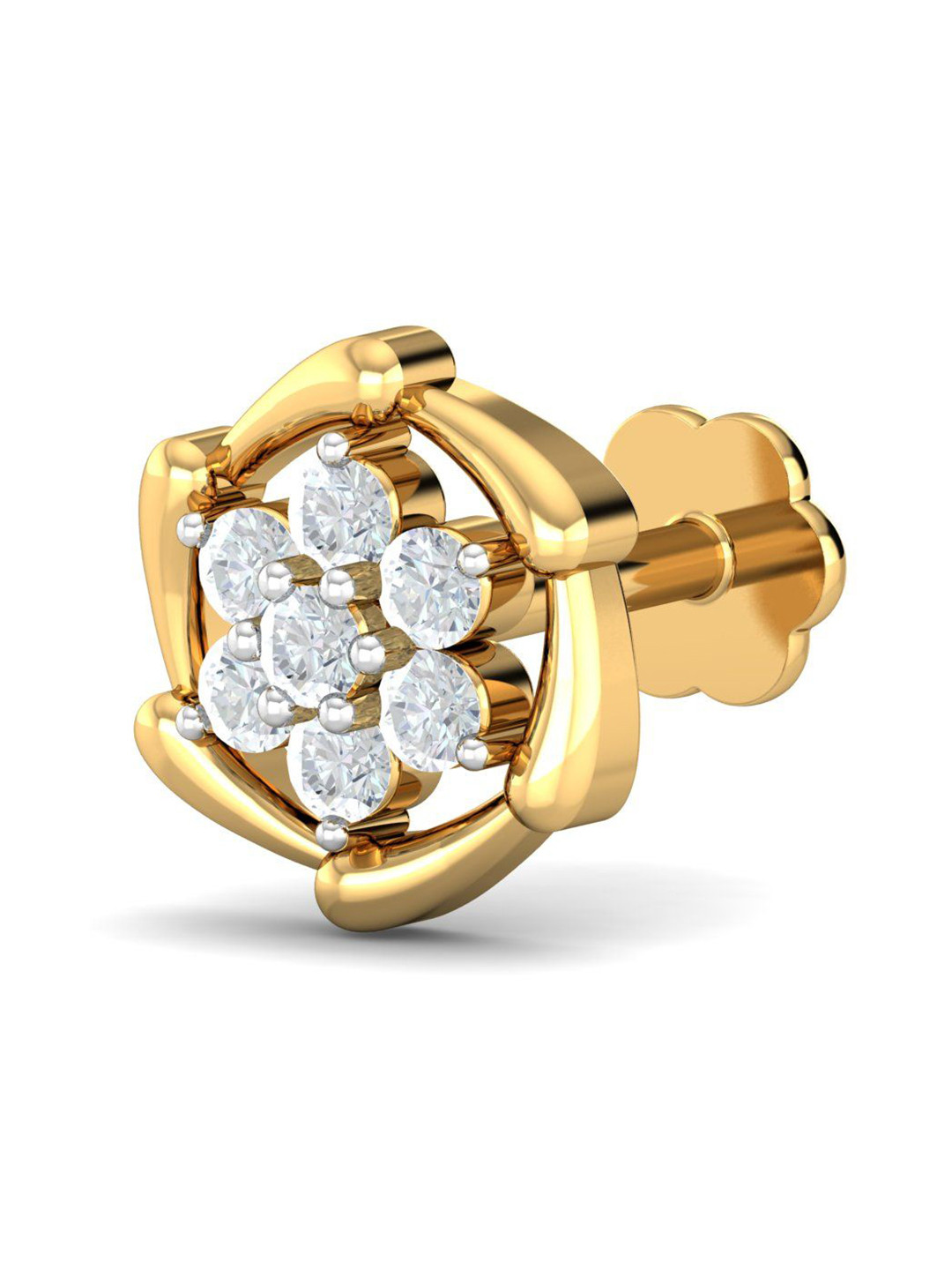 KUBERBOX 18K Yellow Gold Diamond Chikere Cluster Nose Stud