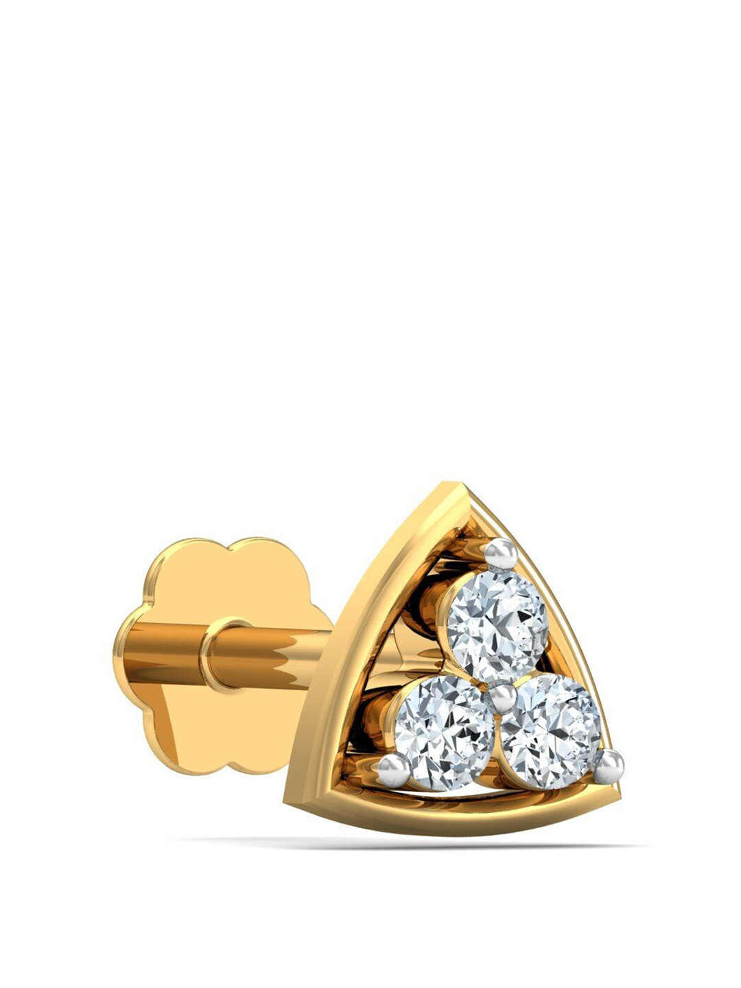 KUBERBOX Demira 18KT Gold Diamond Studded Nose Pin-0.36 gm