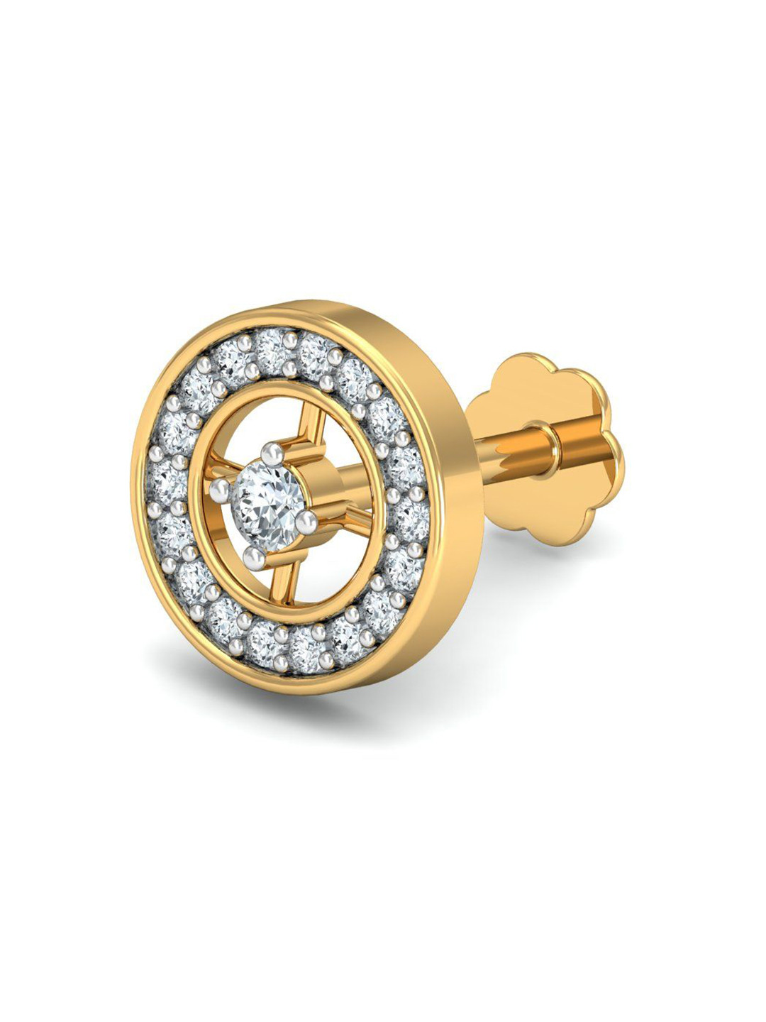 KUBERBOX 18K Yellow Gold Diamond Debra Round Nose Stud