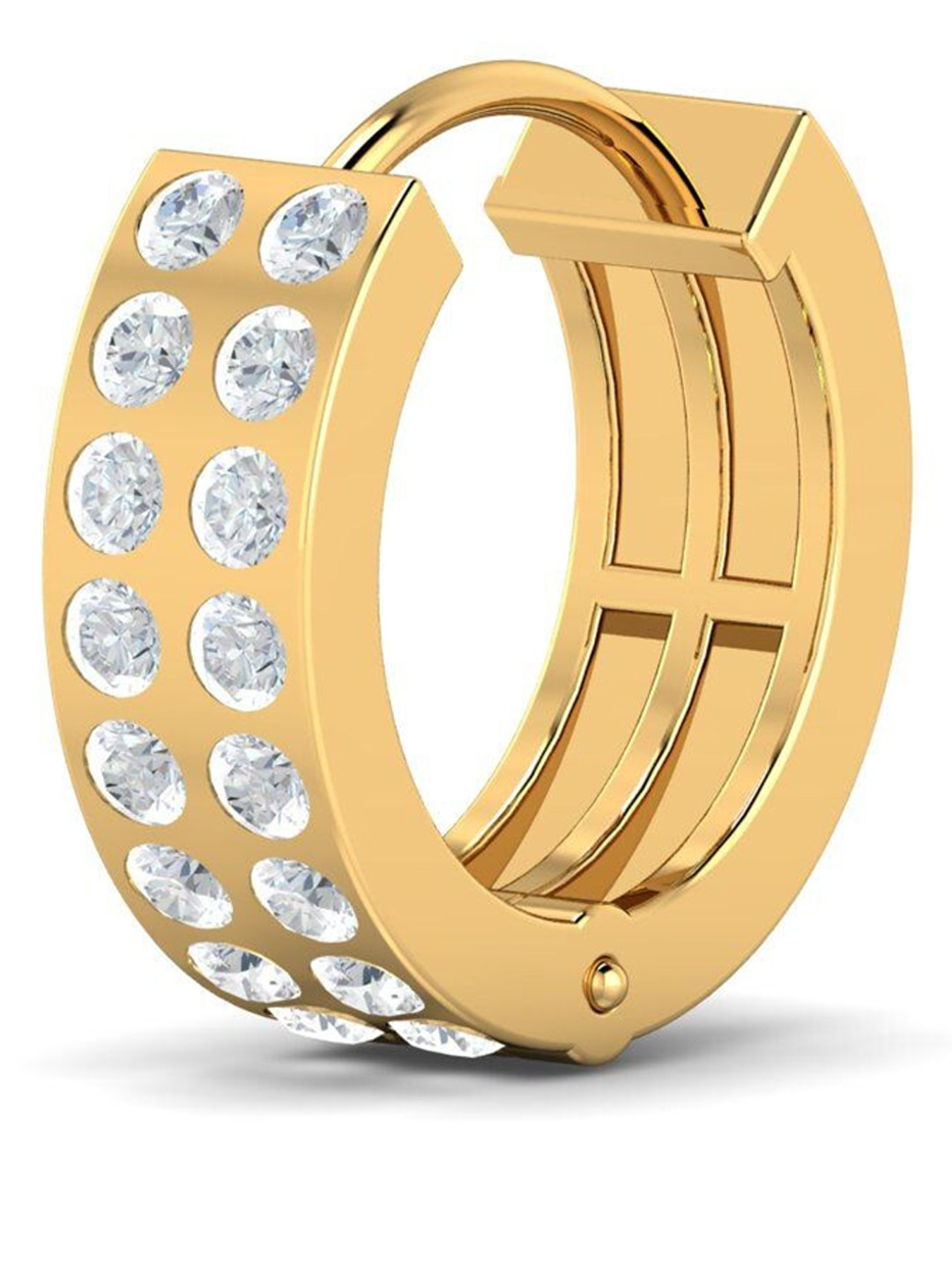 KUBERBOX Corton Broad 18KT Gold Diamond Studded Nose Ring-0.66gm