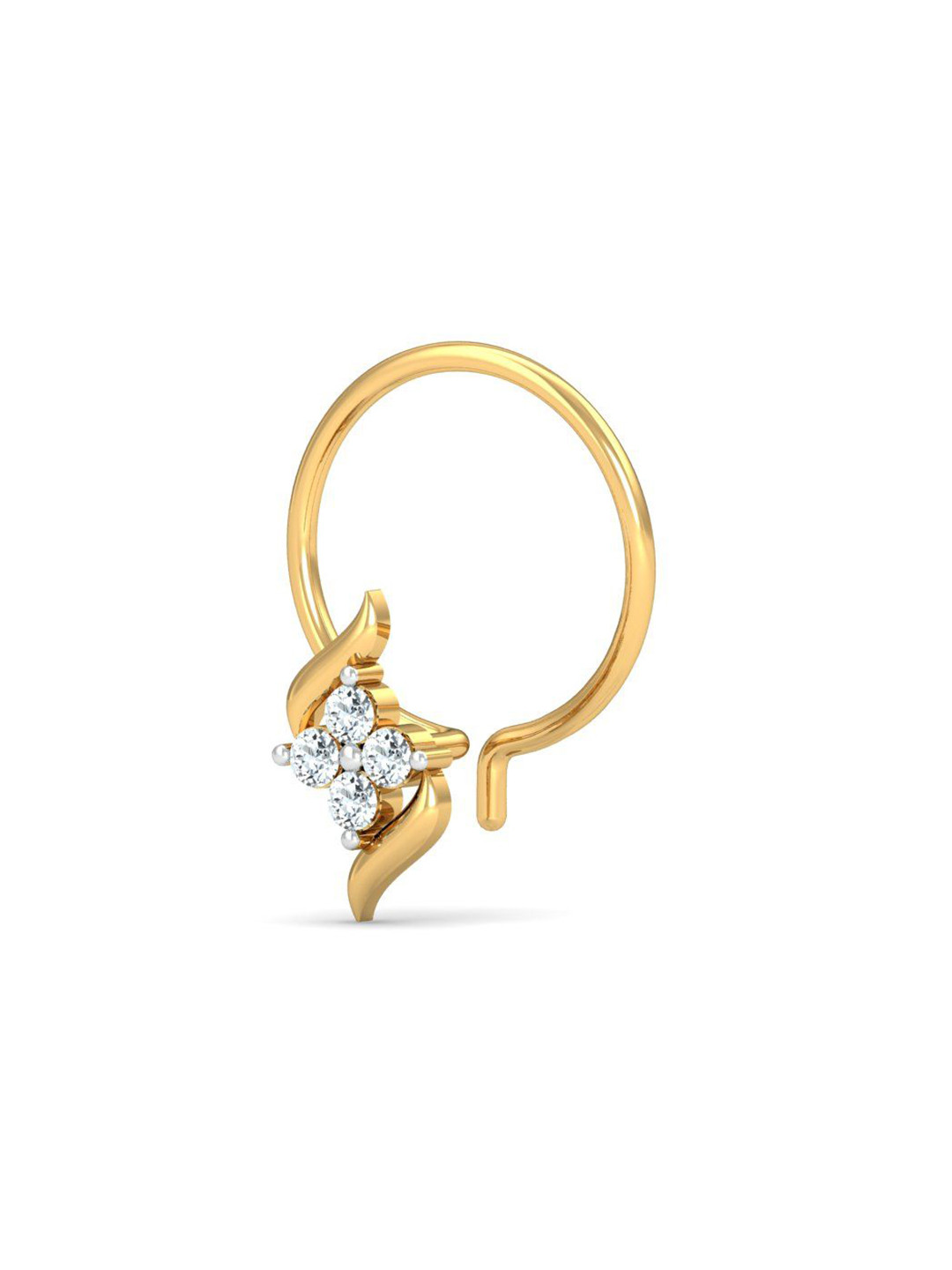 KUBERBOX 18K Yellow Gold Diamond Dvidal Nose Pin