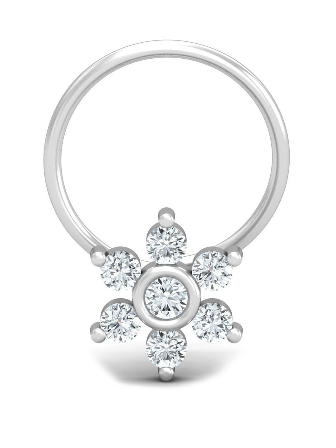 KUBERBOX Bezel Love 18KT Gold Diamond Studded Nose Pin-0.62 gm