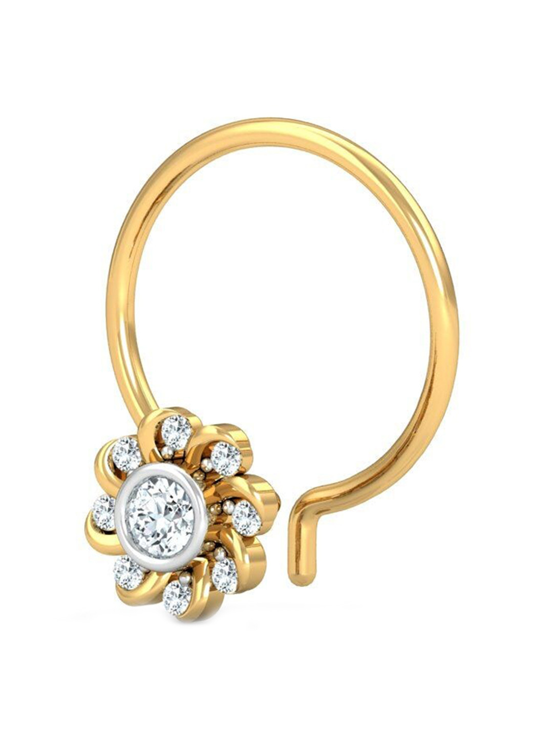 KUBERBOX Helit 18KT Gold Diamond Studded Nose Pin-0.33gm