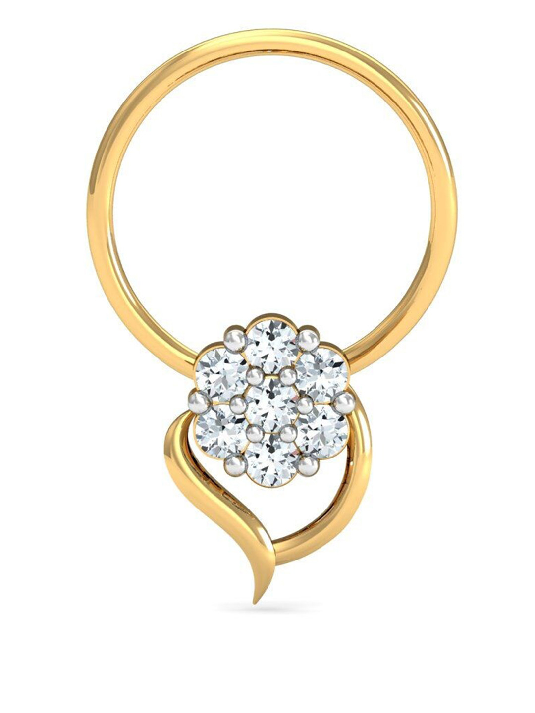 KUBERBOX Rima Cluster 18KT Gold Diamond Studded Nose Pin-0.36 gm