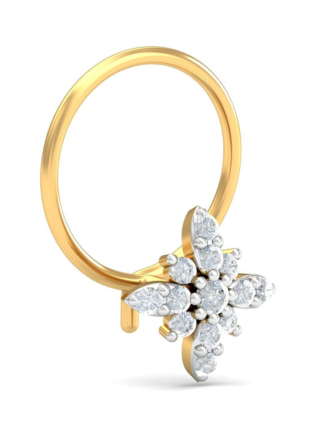 KUBERBOX 18K Yellow Gold Diamond Sreeja Nose Pin