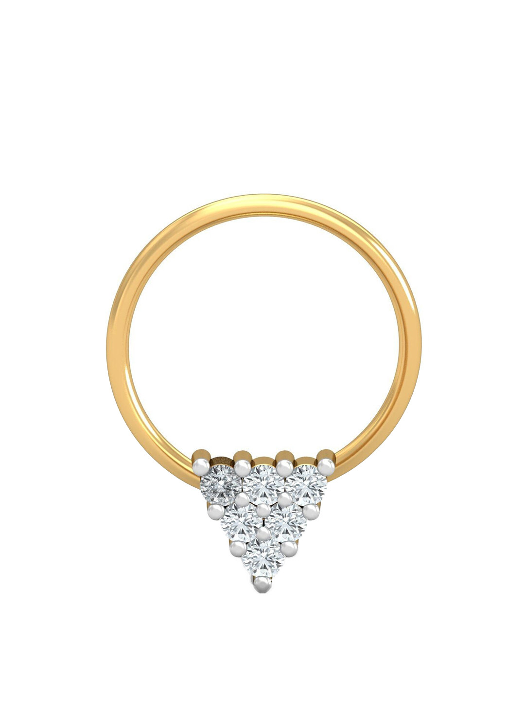 KUBERBOX Trikon 18K Yellow Gold Diamond Studded Nose Pin-1g