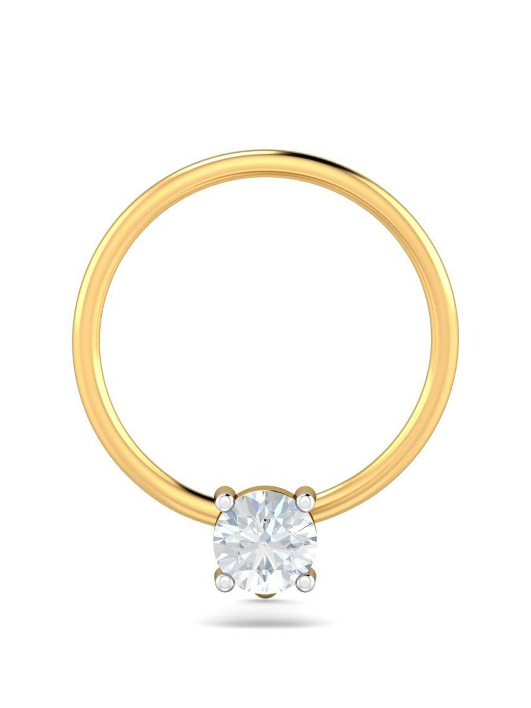 KUBERBOX Prongs 18KT Gold Diamond Studded Nose Pin-0.2 gm