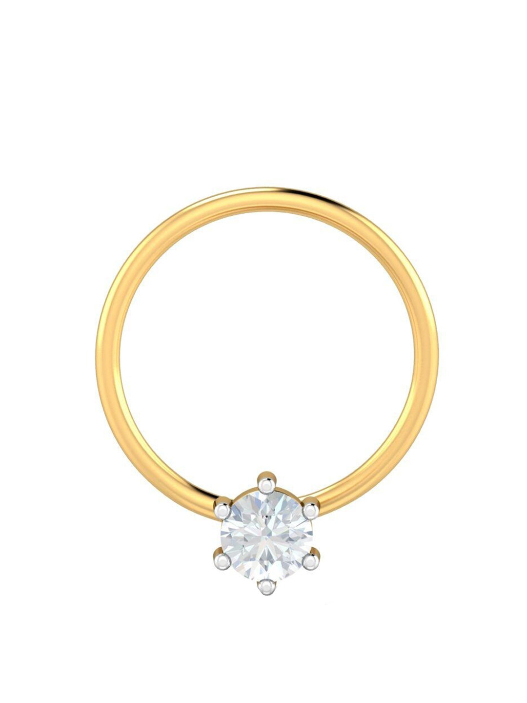 KUBERBOX Prongs 18KT Gold Diamond Studded Nose Pin-0.2 gm