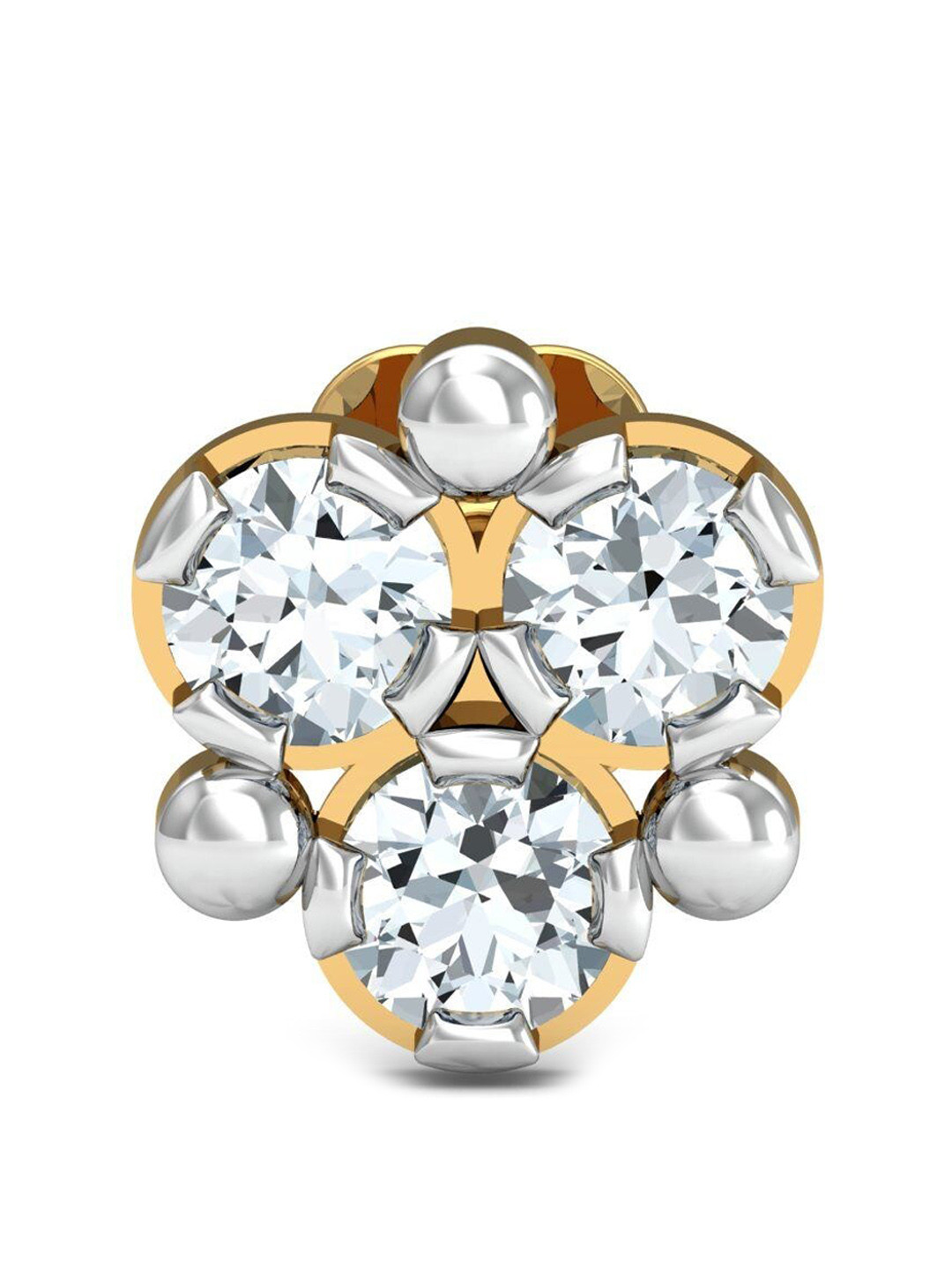 KUBERBOX Ailani 18KT Gold Diamond Studded Nose Pin-0.36g