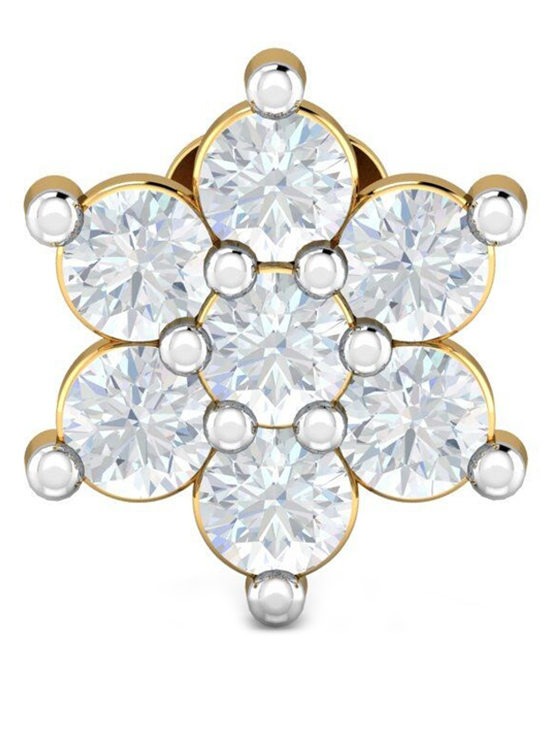 KUBERBOX Phool 18KT Gold Diamond Studded Nose Pin-0.6g