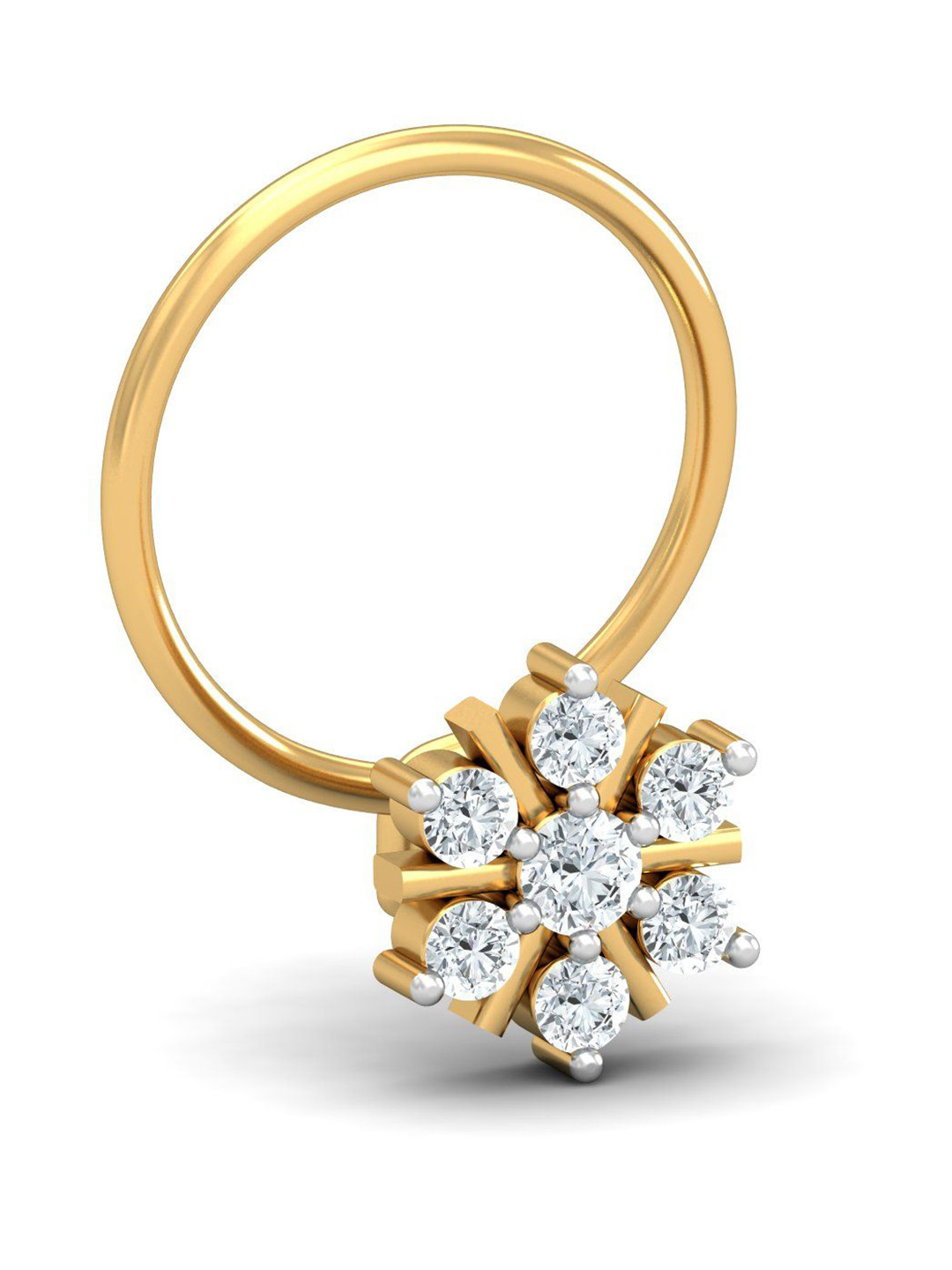 KUBERBOX 18K Yellow Gold Diamond Agni 0.11 Carat Nose Pin