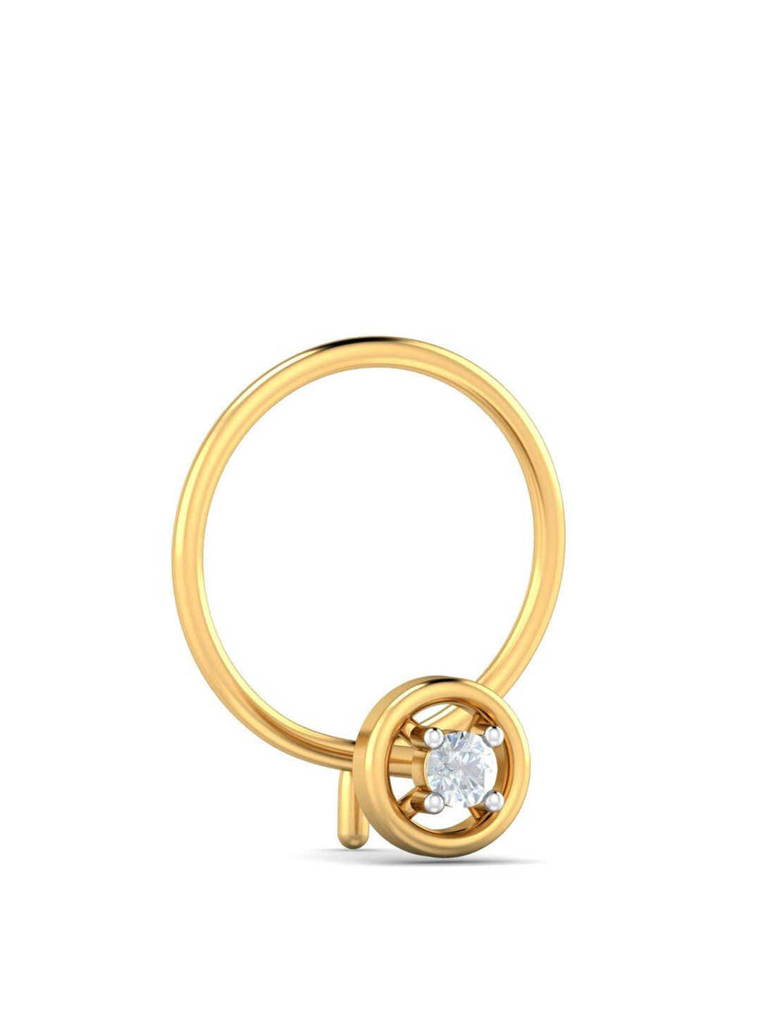 KUBERBOX 18KT Gold Diamond-Studded Nose Pin-0.48gm