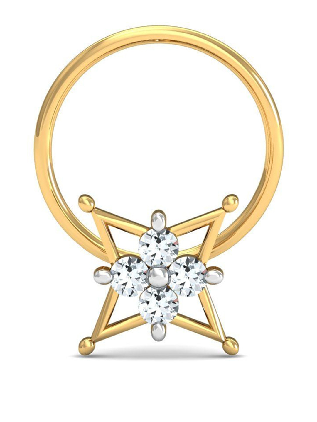 KUBERBOX Adalee 18KT Gold Diamond-Studded Nose Pin-0.36gm