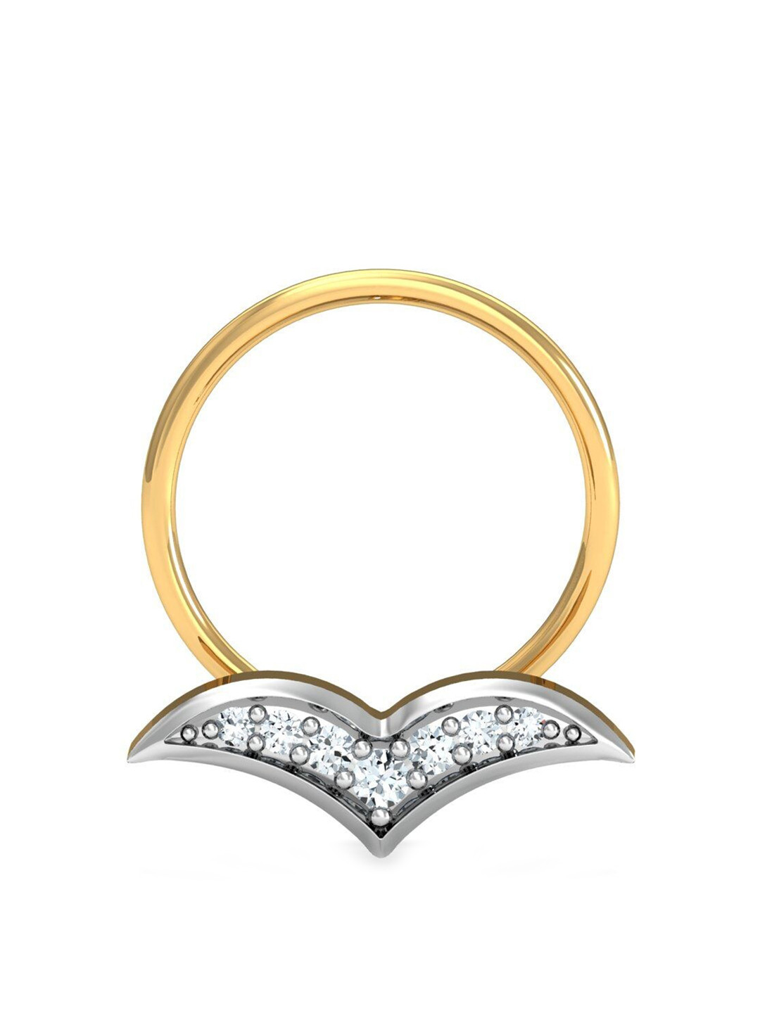 KUBERBOX Flying Bird 18KT Gold Diamond-Studded Nose Pin-0.34gm