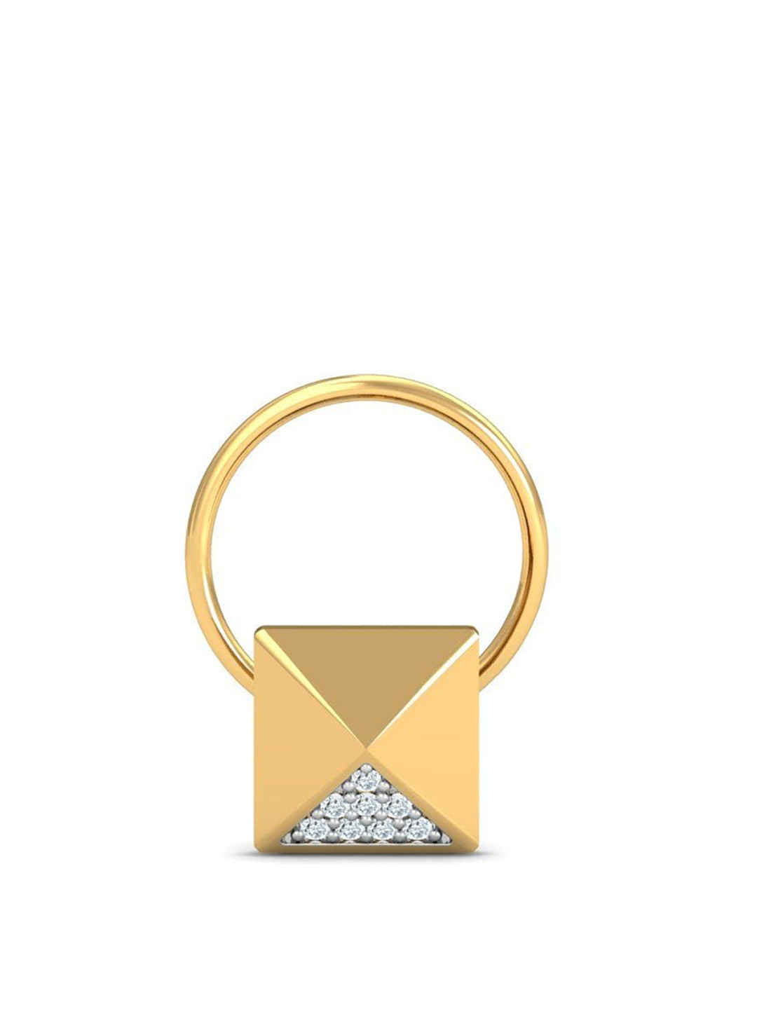 KUBERBOX Monolith 18KT Gold Diamond-Studded Nose Pin-0.42gm