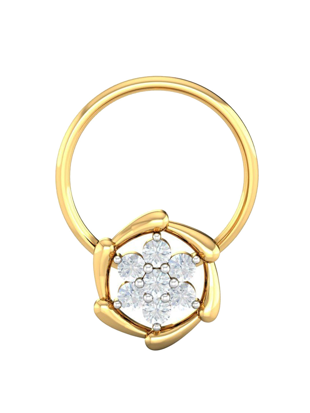 KUBERBOX Chikere Cluster 18KT Gold Diamond-Studded Nose Pin-0.77gm