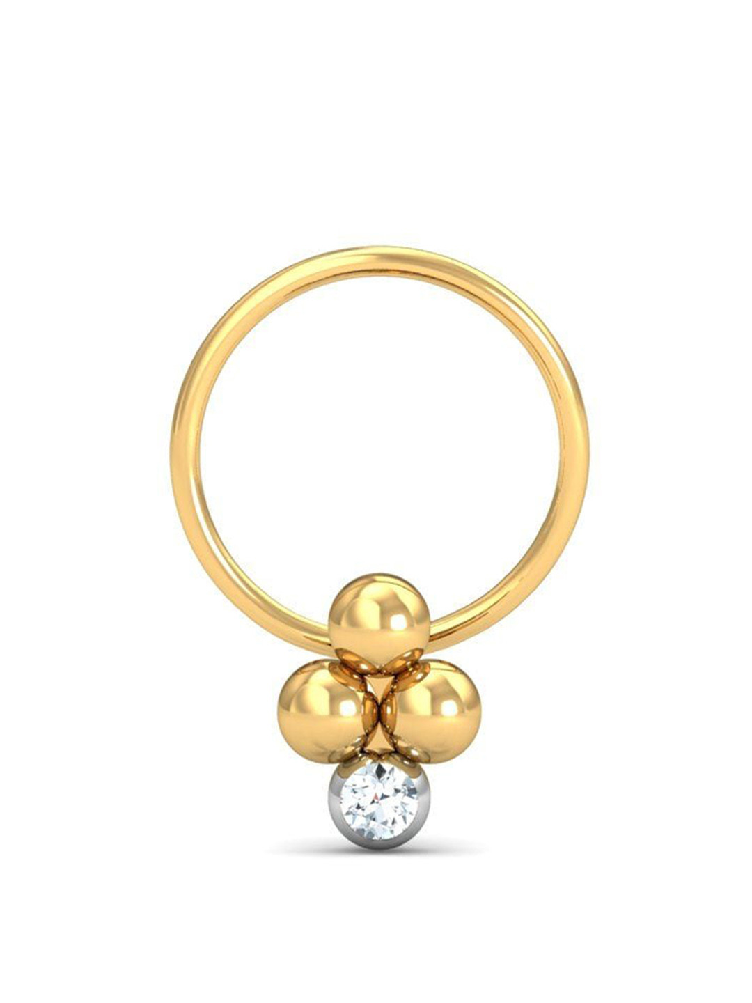 KUBERBOX Mukta 18KT Gold Diamond Studded Nose Pin-0.3g