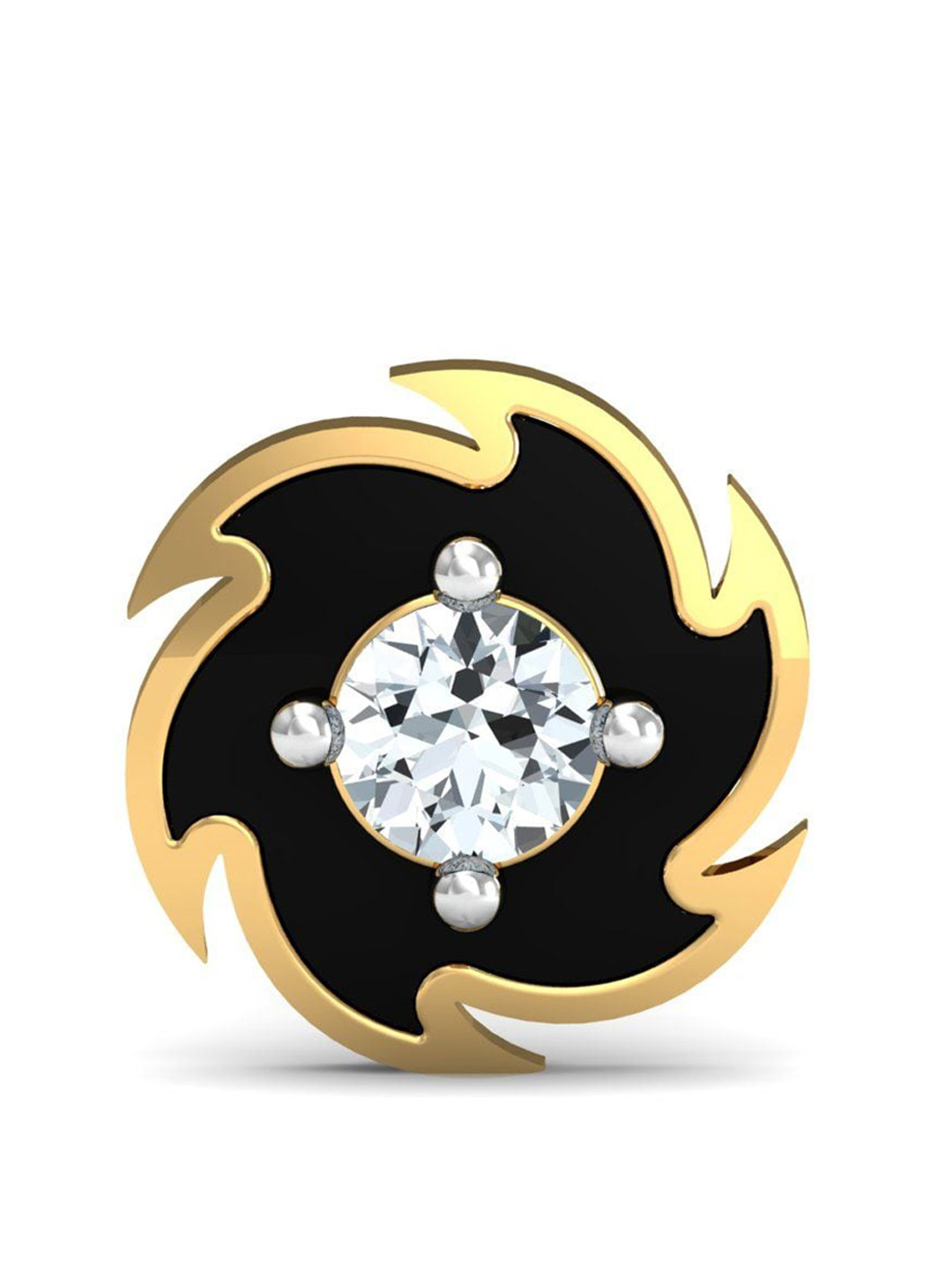 KUBERBOX Spinning Disc 18KT Gold Diamond-Studded Nose Pin-0.36gm