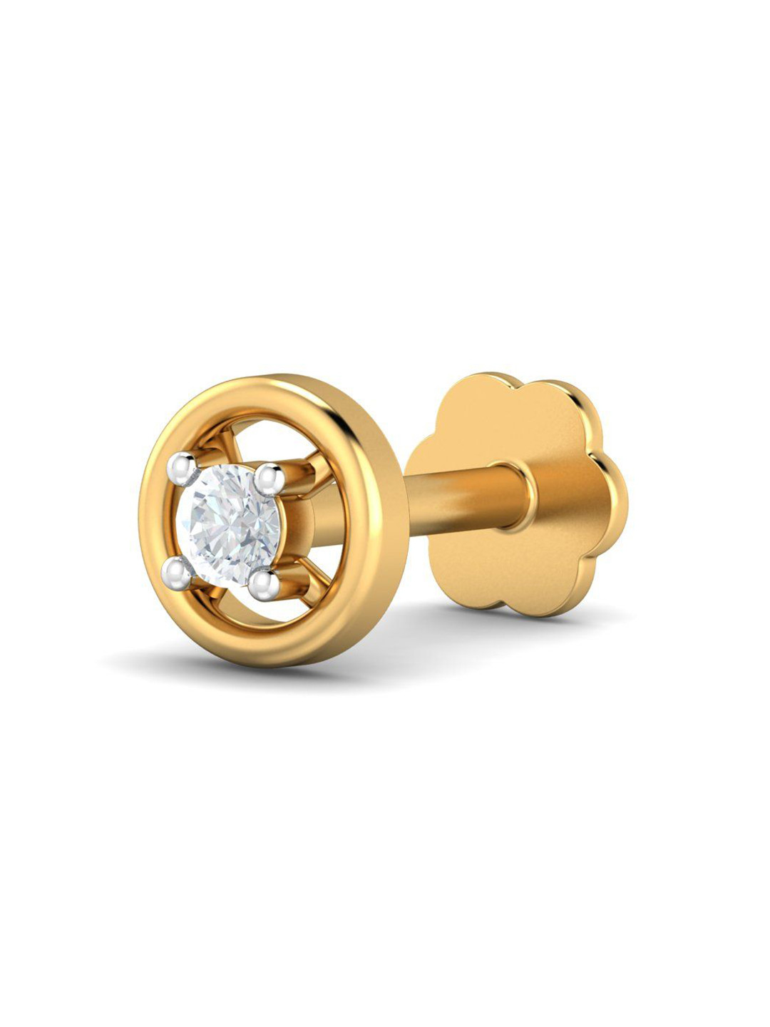 KUBERBOX 18K Yellow Gold Round 0.02 Carat Nose Stud
