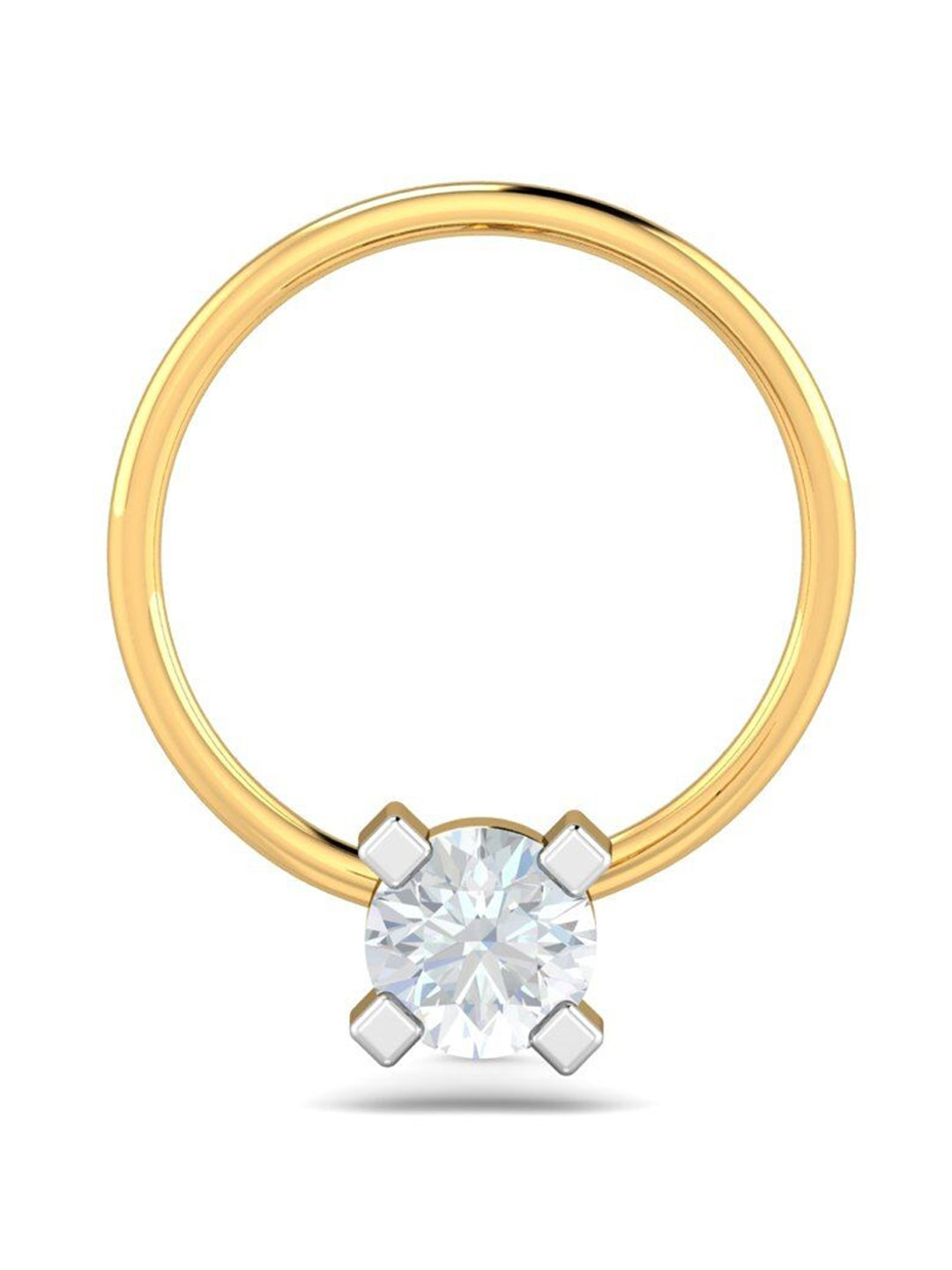 KUBERBOX 18KT Gold Diamond Studded Square Pronged Nose Pin-0.56 gm