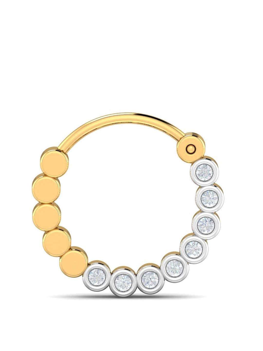 KUBERBOX Chuks Bezel 18KT Gold Diamond Studded Nose Ring-0.7g
