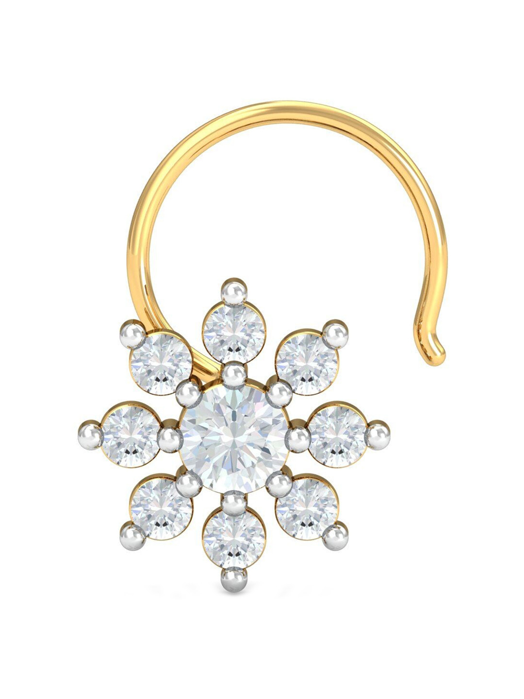 KUBERBOX Suru 18KT Gold Diamond Studded Nose Pin-0.6g