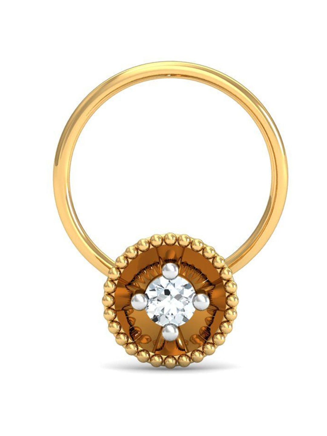 KUBERBOX Hemisphere 18KT Gold Diamond Studded Nose Pin-0.53 gm