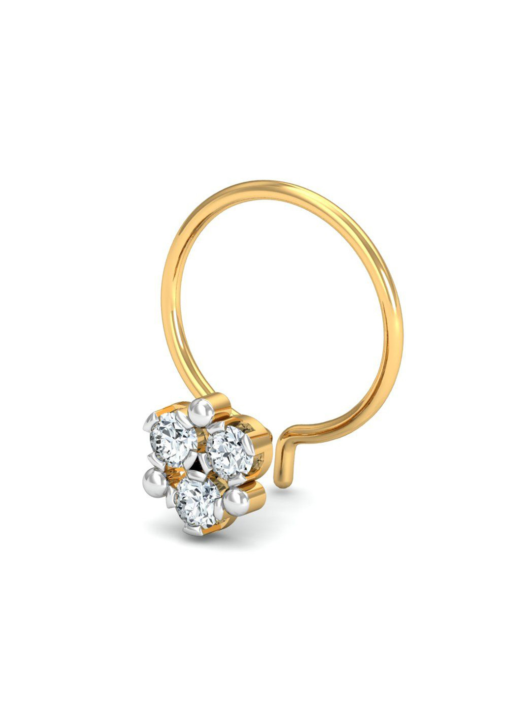 KUBERBOX 18K Yellow Gold Ailani 3-Diamond Nose Pin