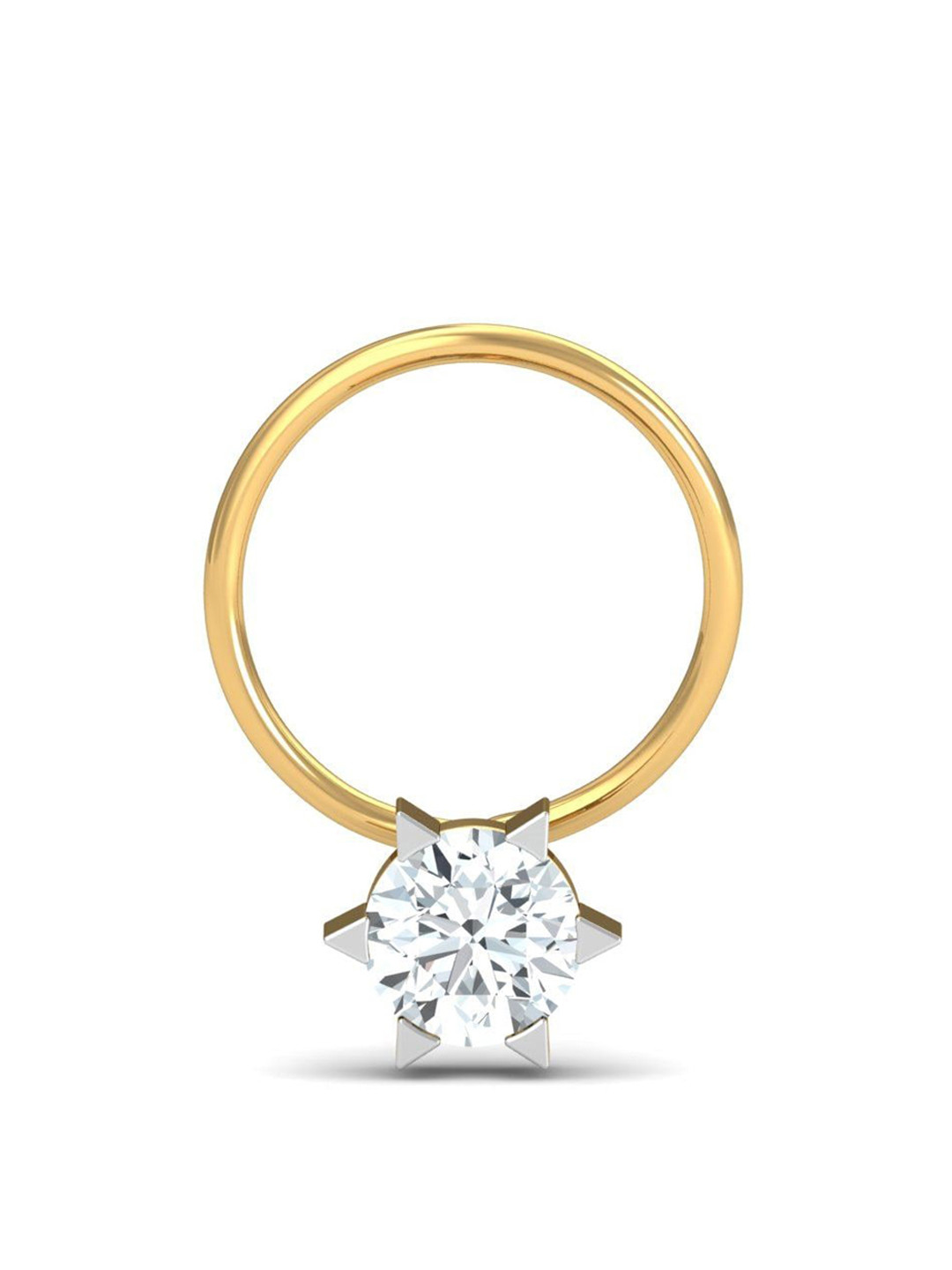 KUBERBOX 18KT Gold Diamond Studded Nose Ring-0.4g