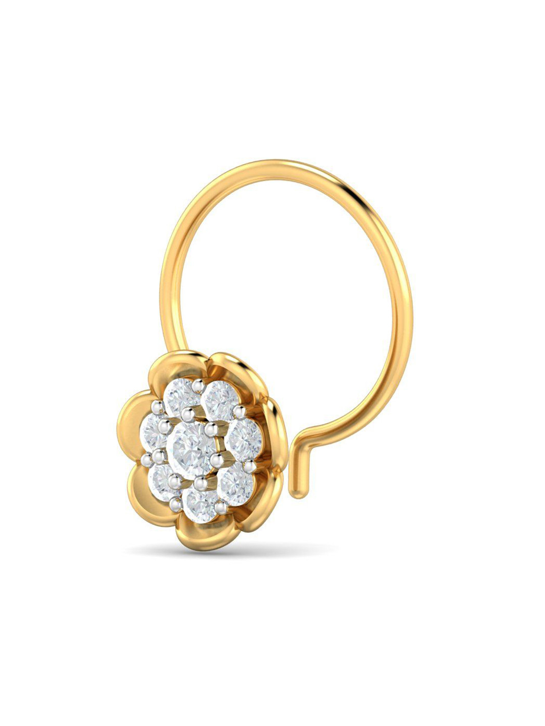 KUBERBOX 18K Yellow Gold Diamond Dom's Floral Nose Pin