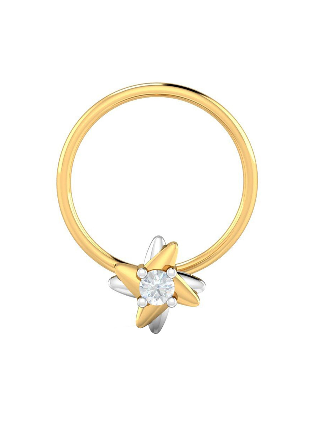 KUBERBOX Dayo 18KT Gold Diamond Studded Nose Pin-0.4 gm