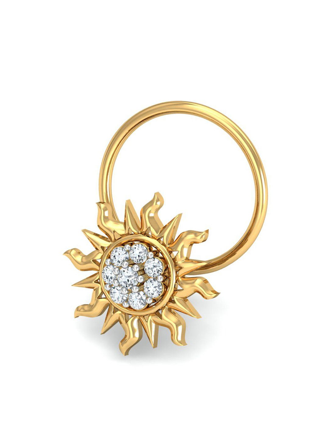 KUBERBOX 18K Yellow Gold Diamond Sunshine Nose Wire